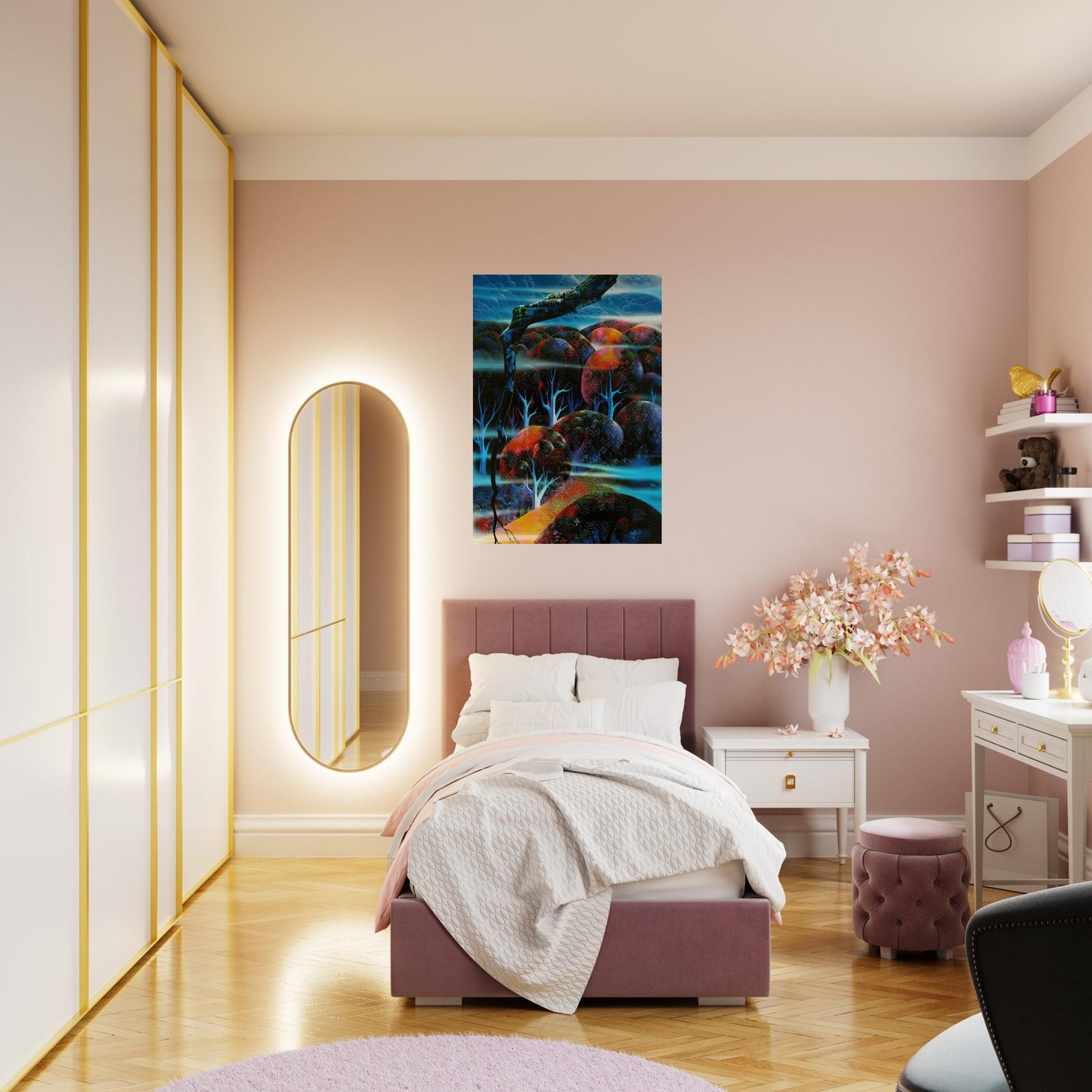 Toccata and Fugue - Eyvind Earle Brushed Aluminum Print - 70x100 cm / 28x40 inches | Eyvind Earle Aluminum Print | Eyvind Earle Prints