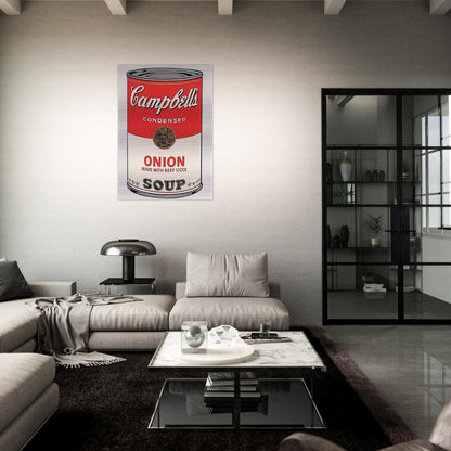 Campbell's Soup Can  onion  - Andy Warhol Brushed Aluminum Print - 70x100 cm / 28x40 inches | Andy Warhol Aluminum Print | Andy Warhol Prints
