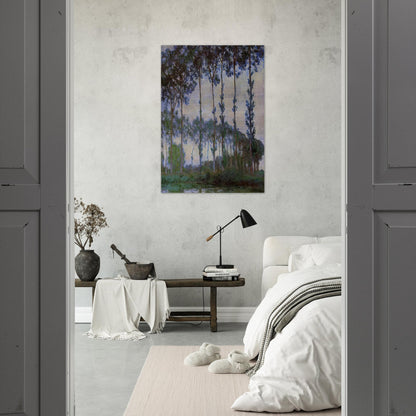 Poplars on the Banks of the River Epte, Overcast Weather - claude monet Brushed Aluminum Print - 70x100 cm / 28x40 inches | claude monet Aluminum Print | claude monet Prints