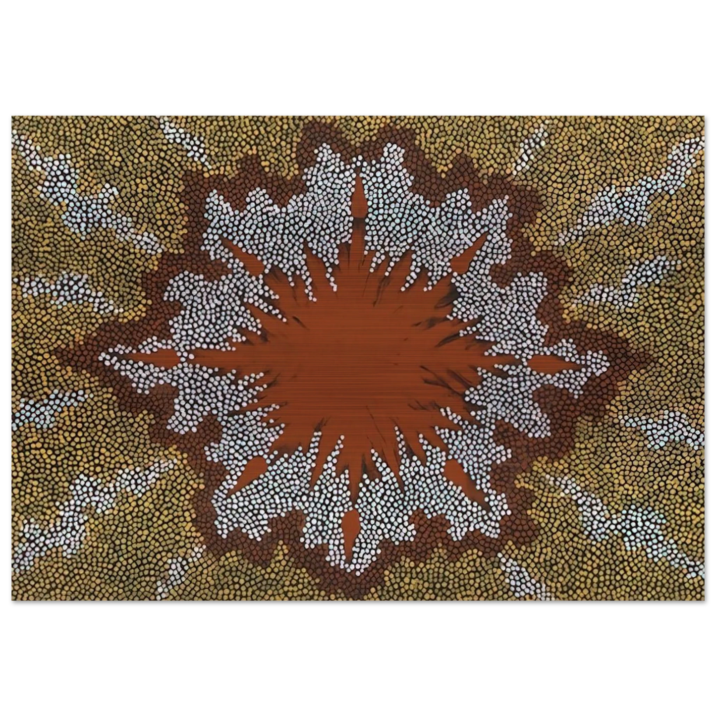 Fire Dreaming - 1994 - Clifford Possum Tjapaltjarri Brushed Aluminum Print - 70x100 cm / 28x40 inches | Clifford Possum Tjapaltjarri Aluminum Print | Clifford Possum Tjapaltjarri Prints