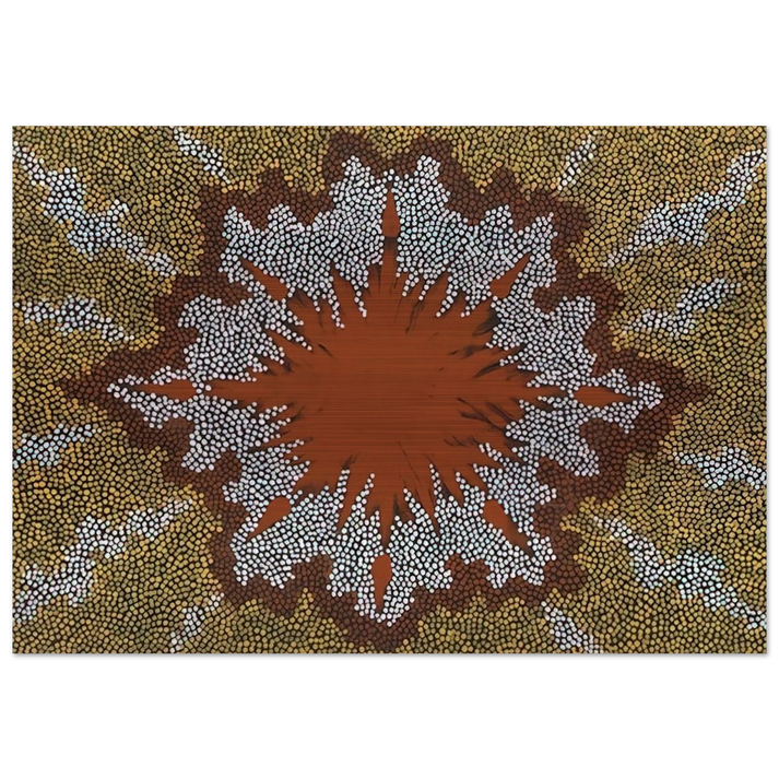 Fire Dreaming - 1994 - Clifford Possum Tjapaltjarri Brushed Aluminum Print - 70x100 cm / 28x40 inches | Clifford Possum Tjapaltjarri Aluminum Print | Clifford Possum Tjapaltjarri Prints
