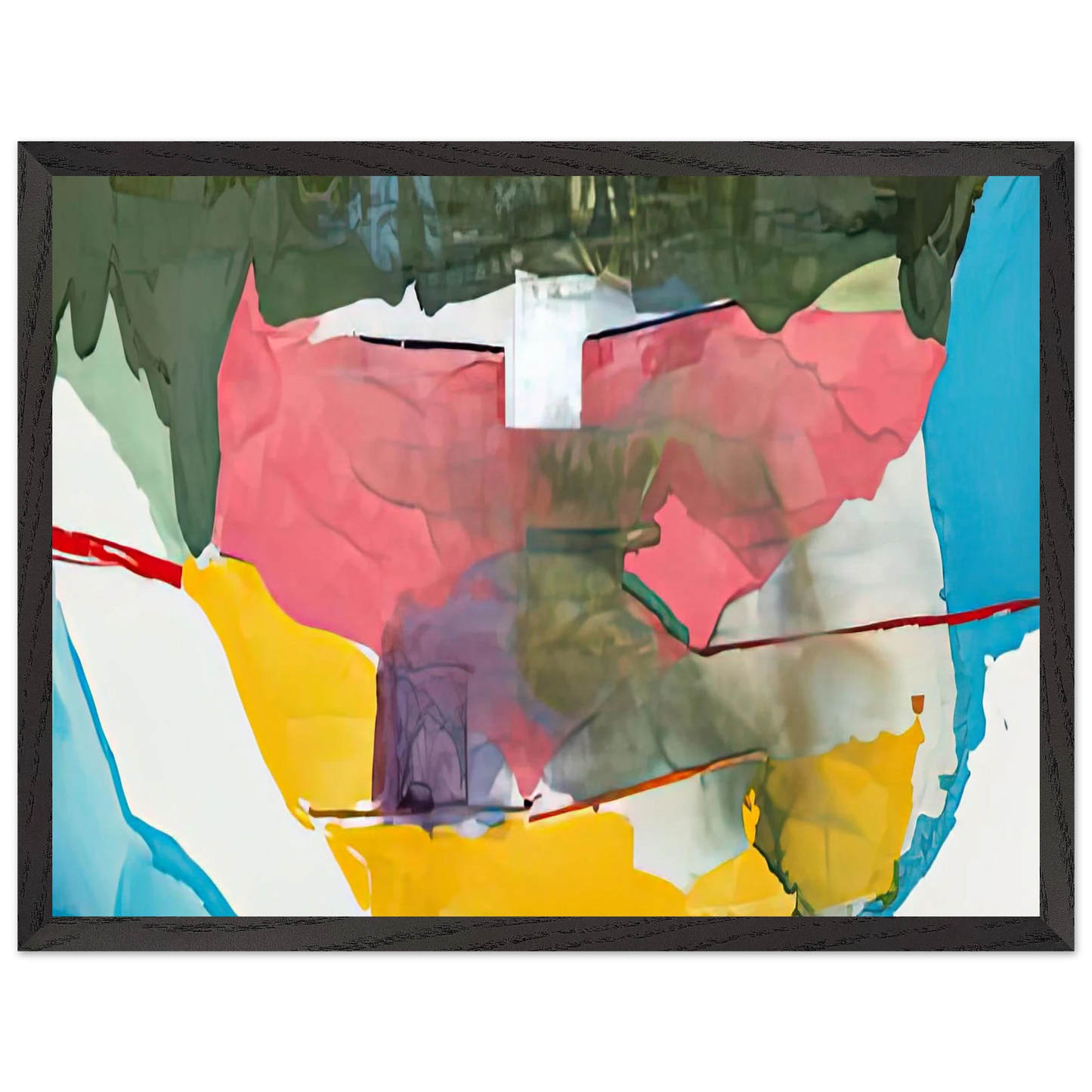 Helen Frankenthaler - Off White Square, 1973- Wall Art - 60x80 cm / 24x32 inches - Premium Wooden Framed Poster With Fine Art Paper-canvas - White frame