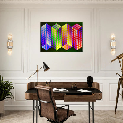 Torony-Nagy - 1969 - Victor Vasarely Brushed Aluminum Print - 70x100 cm / 28x40 inches | Victor Vasarely Aluminum Print | Victor Vasarely Prints
