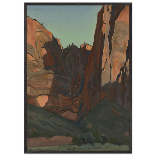 NOTCH IN THE WALL ZION NATIONAL PARK AUGUST 1933 1933 - Maynard Dixon 70x100 cm / 28x40 inches Framed Art Print – Black Wooden Frame | Maynard Dixon Paintings