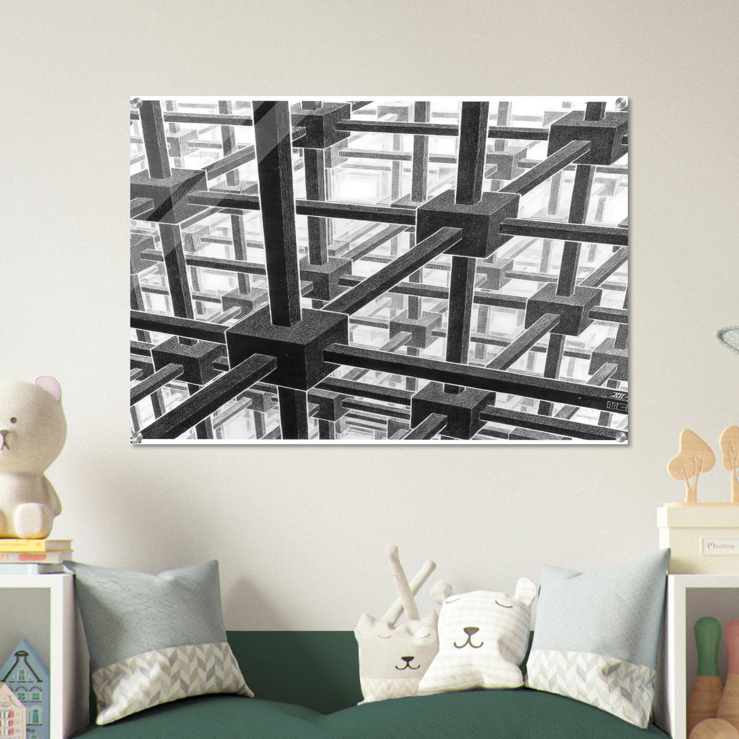 CUBIC SPACE DIVISION - MC Escher Acrylic Print - 70x100 cm / 28x40″ inches | MC Escher Wall Art | MC Escher Prints