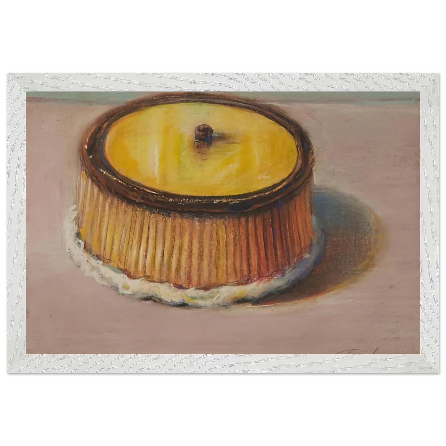 Wayne Thiebaud - Lemon Cake - 1997 Wall Art - 30x40 cm / 12x16 inches - Premium Wooden Framed Poster With Fine Art Paper - Wood frame