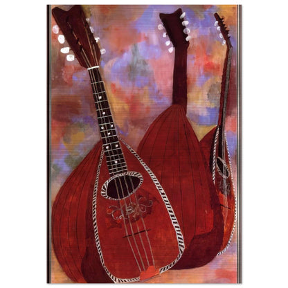 THREE LUTES - Ben Shahn Brushed Aluminum Print - 70x100 cm / 28x40 inches | Ben Shahn Aluminum Print | Ben Shahn Prints