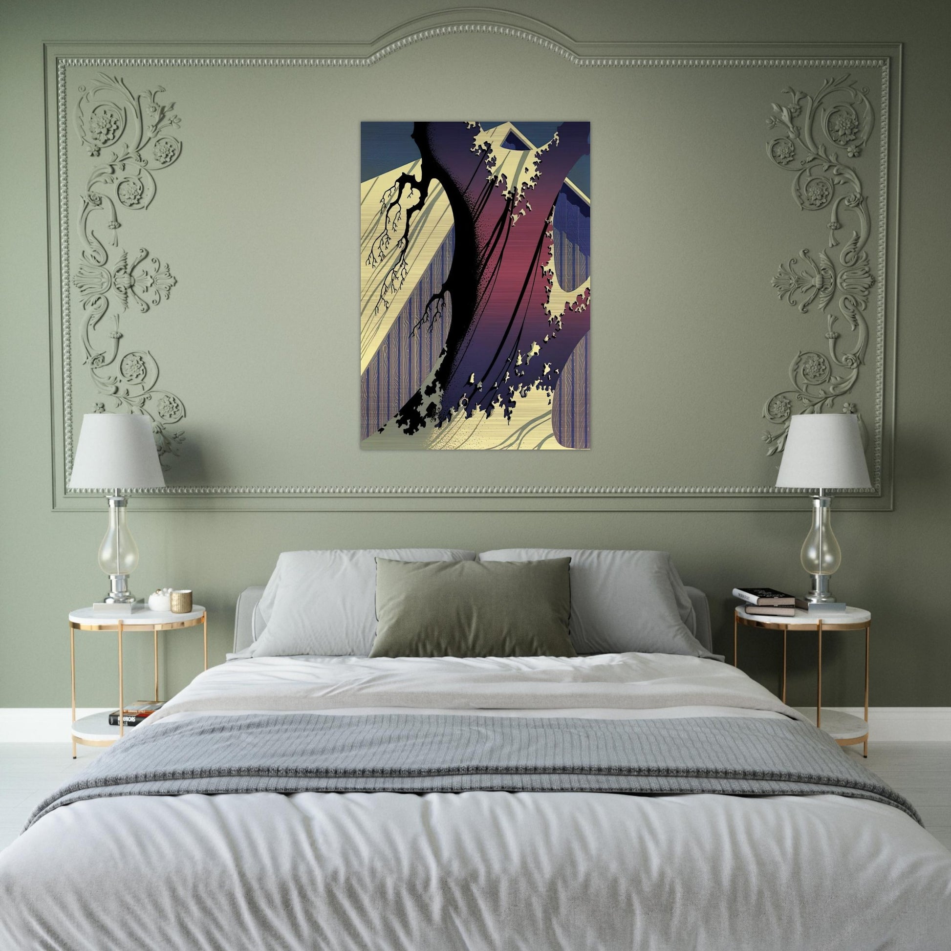 Mauve Barn - Eyvind Earle Brushed Aluminum Print - 70x100 cm / 28x40 inches | Eyvind Earle Aluminum Print | Eyvind Earle Prints