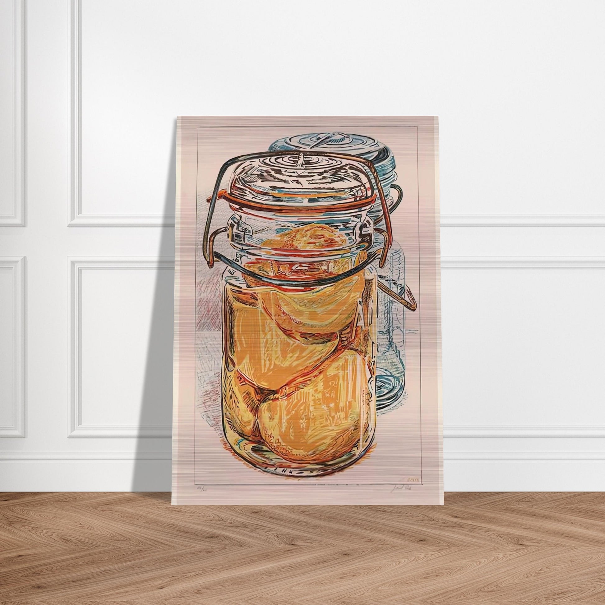 PRESERVED PEACHES 1975 - Janet Fish Brushed Aluminum Print - 70x100 cm / 28x40 inches | Janet Fish Aluminum Print | Janet Fish Prints