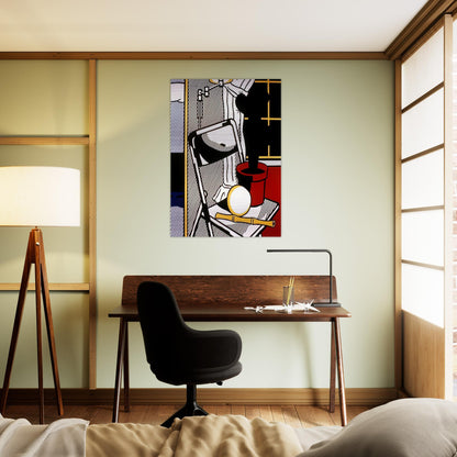 INTERIOR WITH CACTUS 1978 - Roy Lichtenstein Brushed Aluminum Print - 70x100 cm / 28x40 inches | Roy Lichtenstein Aluminum Print | Roy Lichtenstein Prints