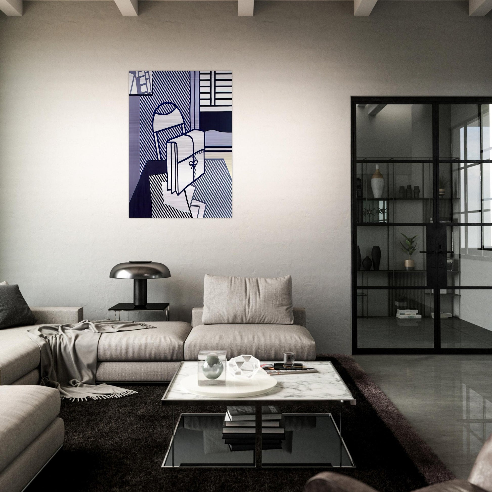 STILL LIFE WITH DOSSIER 1976 - Roy Lichtenstein Brushed Aluminum Print - 70x100 cm / 28x40 inches | Roy Lichtenstein Aluminum Print | Roy Lichtenstein Prints