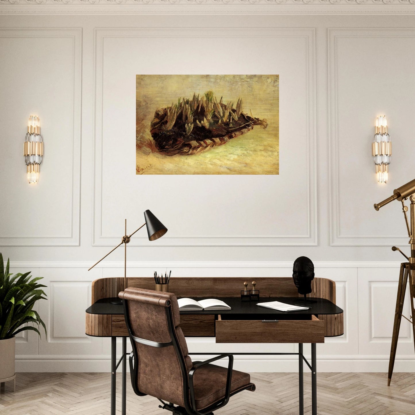 Still Life with a Basket of Crocuses - Vincent van Gogh Brushed Aluminum Print - 70x100 cm / 28x40 inches | Vincent van Gogh Aluminum Print | Vincent van Gogh Prints