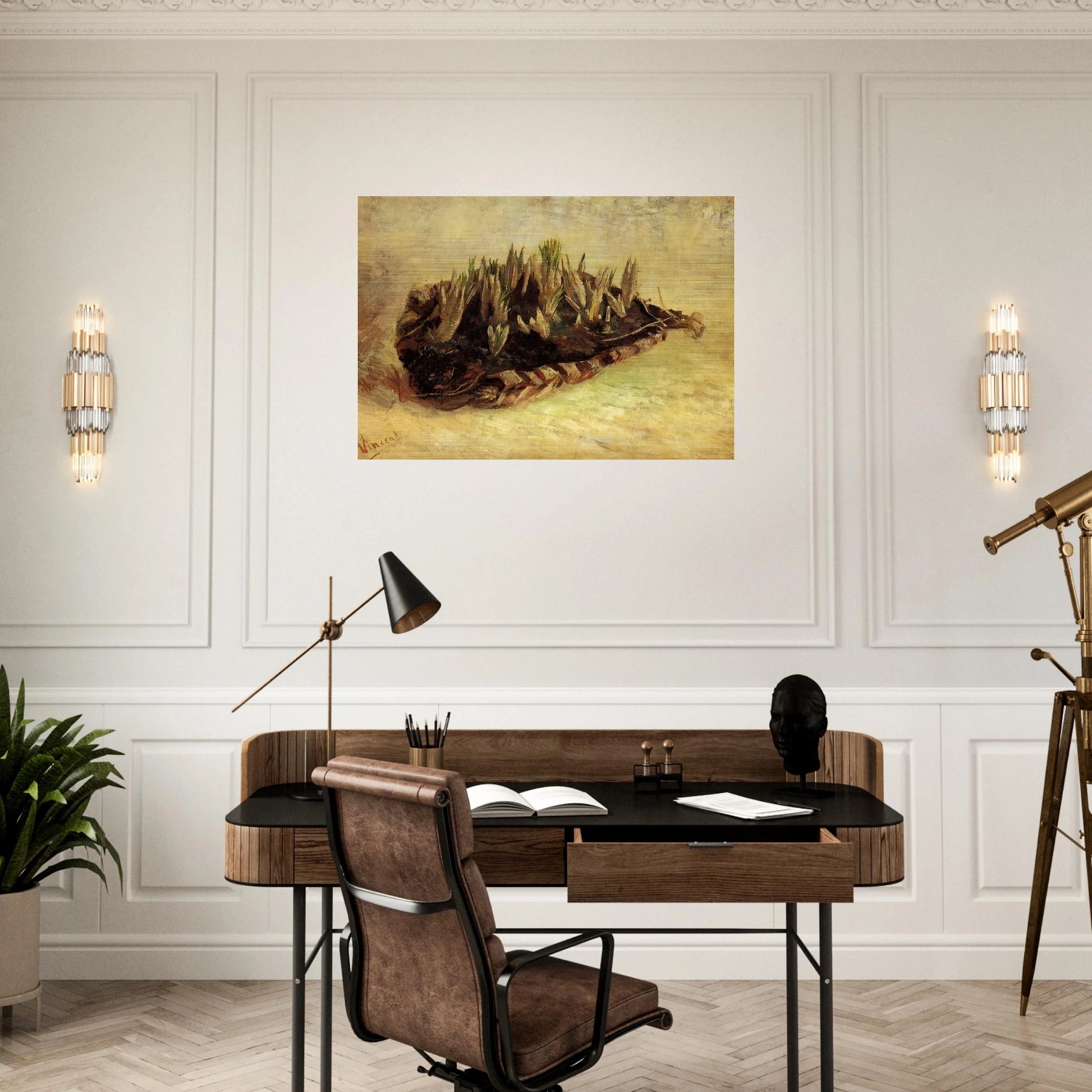 Still Life with a Basket of Crocuses - Vincent van Gogh Brushed Aluminum Print - 70x100 cm / 28x40 inches | Vincent van Gogh Aluminum Print | Vincent van Gogh Prints