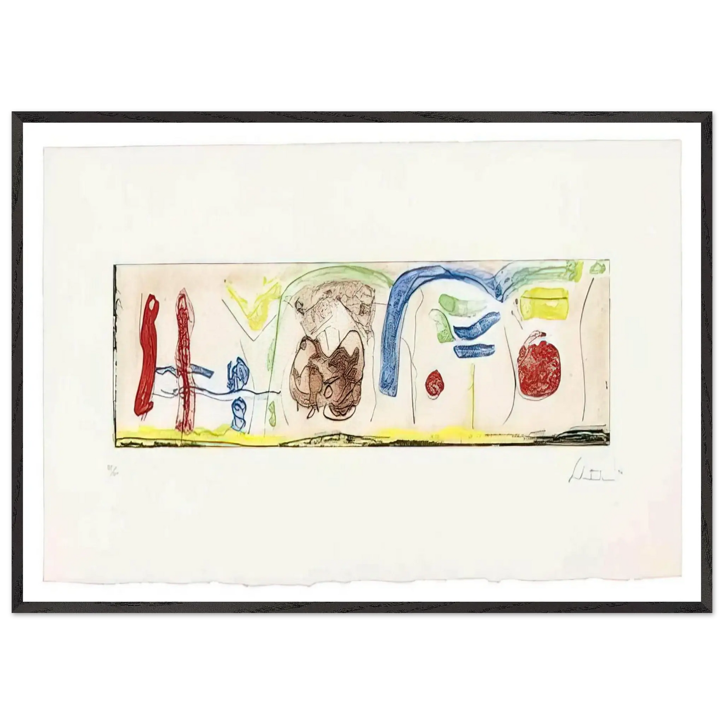 Helen Frankenthaler - Bridges - 1996 Wall art - 15x20 cm / 6x8 Inches - Premium Wooden Framed Poster With Fine Art Paper - White frame