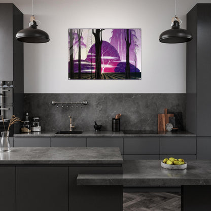 Purple Dawn - Eyvind Earle Acrylic Print - 70x100 cm / 28x40″ inches