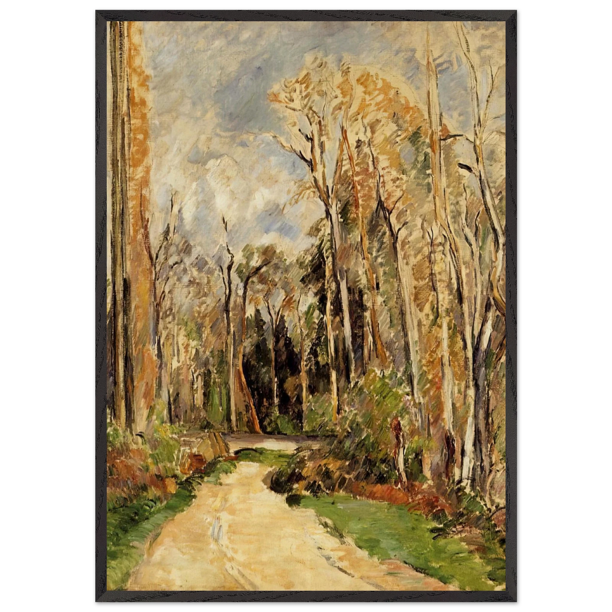 Path at the Entrance to the Forest - Paul Cezanne 70x100 cm / 28x40 inches Framed Art Print – Black Wooden Frame