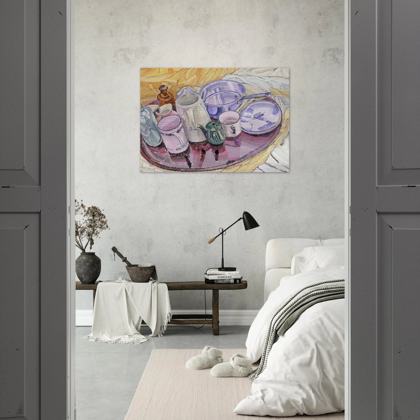 Things on an iron tray on the floor - 1928 - Grace Cossington Smith Brushed Aluminum Print - 70x100 cm / 28x40 inches | Grace Cossington Smith Aluminum Print | Grace Cossington Smith Prints