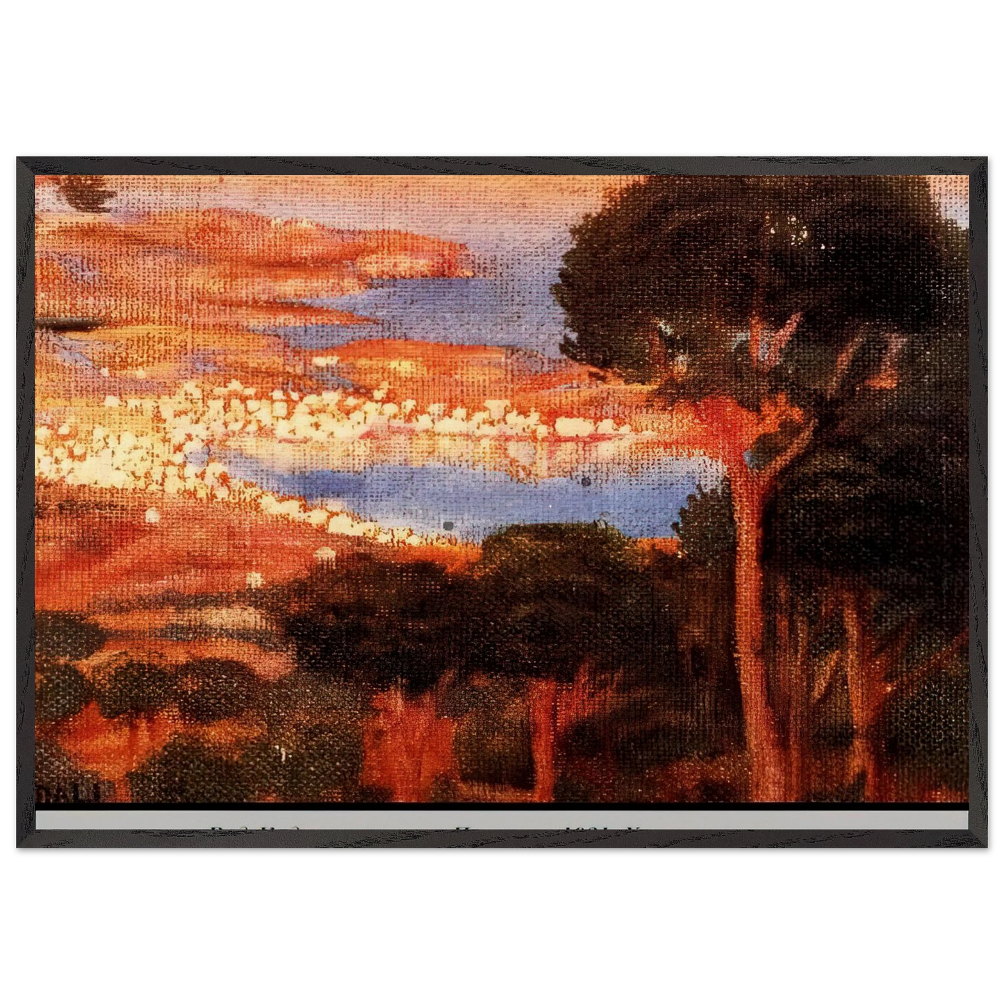 VIEW OF CADAQUC3A9S FROM MOUNT PANI - Salvador Dali 70x100 cm / 28x40 inches Framed Art Print – Black Wooden Frame