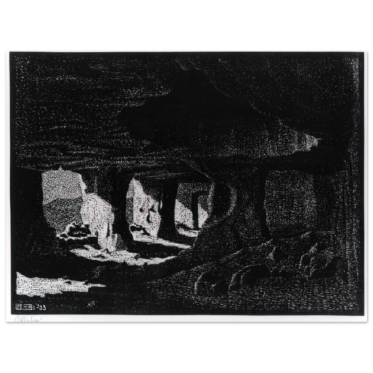 MC Escher - CAVE DWELLINGS NEAR SPERLINGA SICILY Wall Art - 60x80 cm / 24x32 inches - Fine Art Poster-canvas - -
