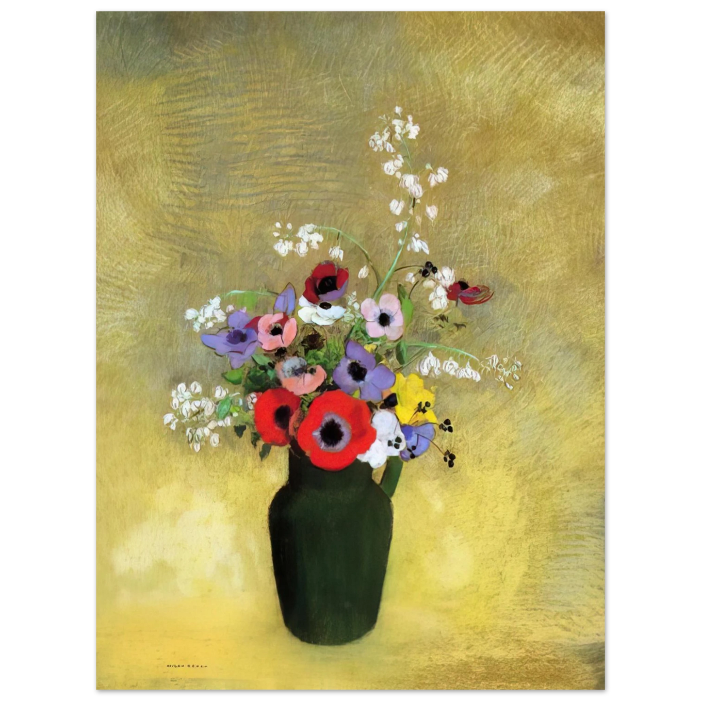 Odilon Redon - FLOWERS IN A GREEN PITCHER  75x100 cm / 30x40inches Fine Art Poster