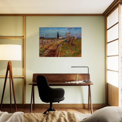 Path Through a Field with Willows - Vincent van Gogh Brushed Aluminum Print - 70x100 cm / 28x40 inches | Vincent van Gogh Aluminum Print | Vincent van Gogh Prints