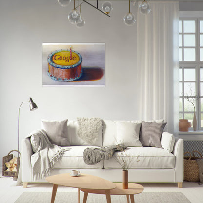 Google - 12th Birthday Cake Doodle - 2010 - Wayne Thiebaud Brushed Aluminum Print - 70x100 cm / 28x40 inches | Wayne Thiebaud Aluminum Print | Wayne Thiebaud Prints