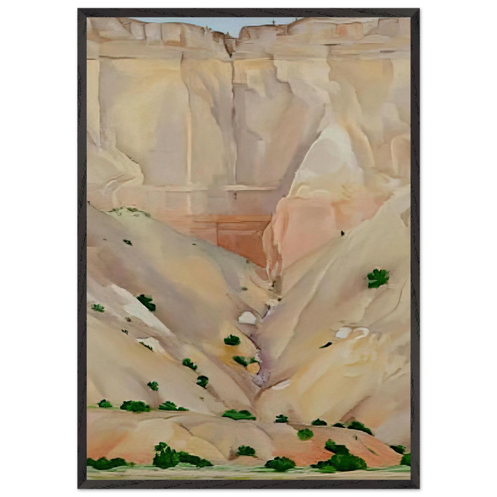 Cliffs Beyond Abiquiu Dry Waterfall - Georgia OKeeffe 70x100 cm / 28x40 inches Framed Art Print – Black Wooden Frame