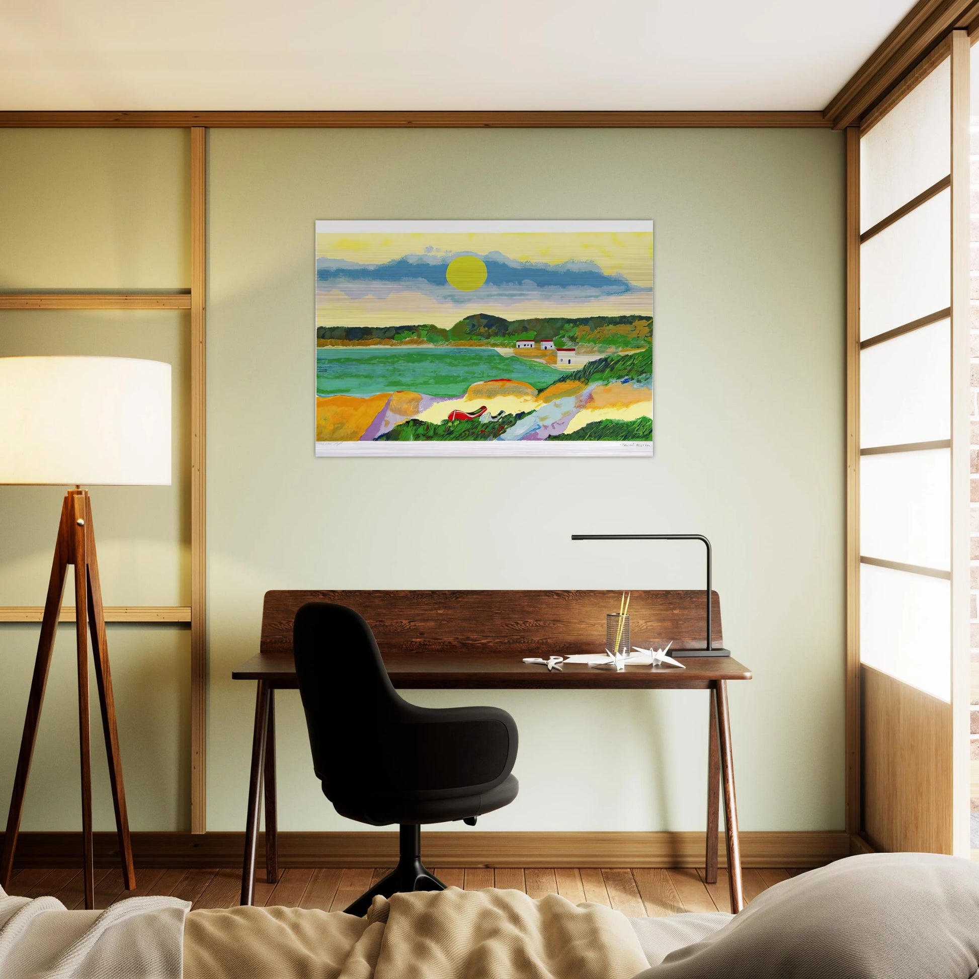 Marinha Com Casas - Post-Impressionism - Aldemir Martins Brushed Aluminum Print - 70x100 cm / 28x40 inches | Aldemir Martins Aluminum Print | Aldemir Martins Prints