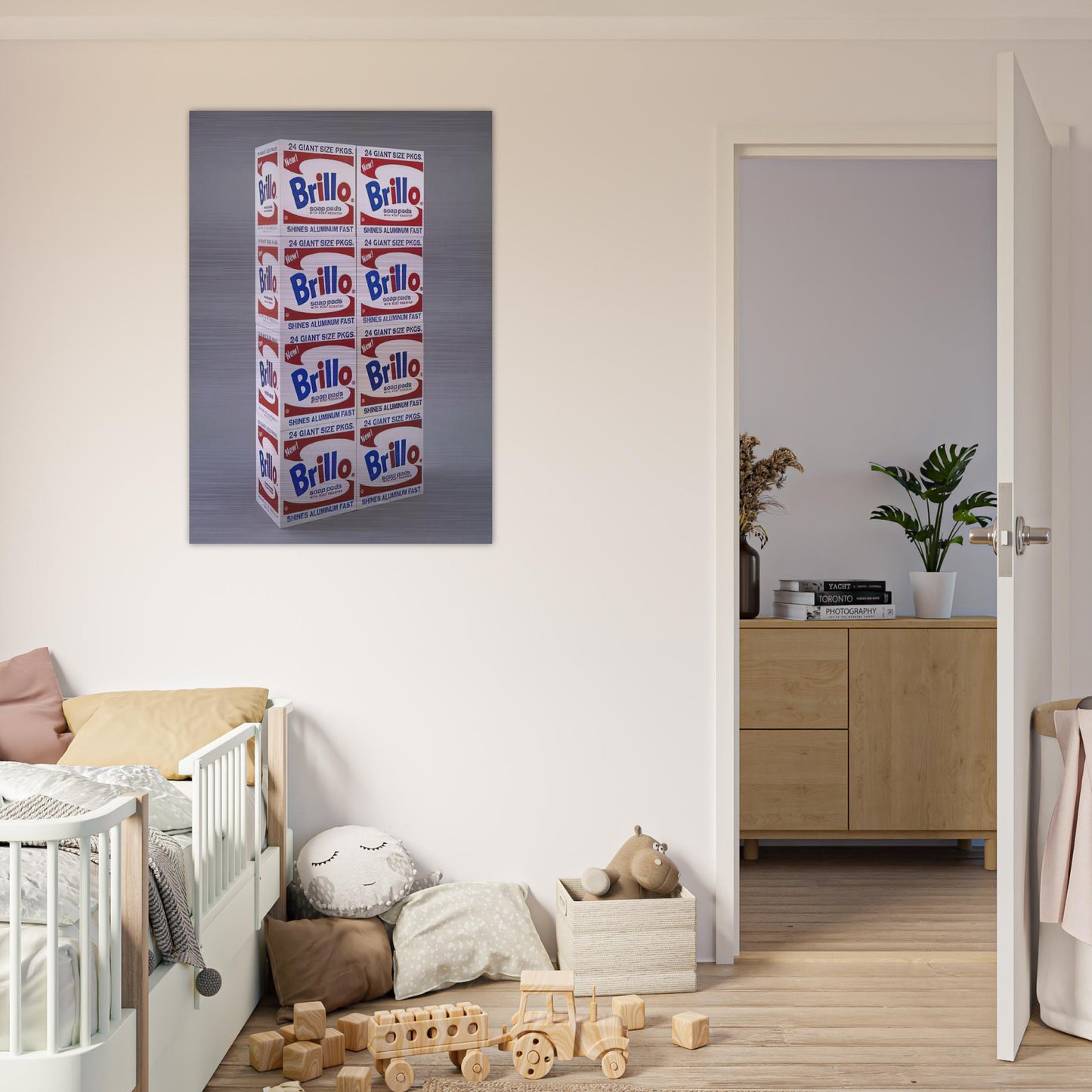 Brillo Soap Pads Boxes - Andy Warhol Brushed Aluminum Print - 70x100 cm / 28x40 inches | Andy Warhol Aluminum Print | Andy Warhol Prints