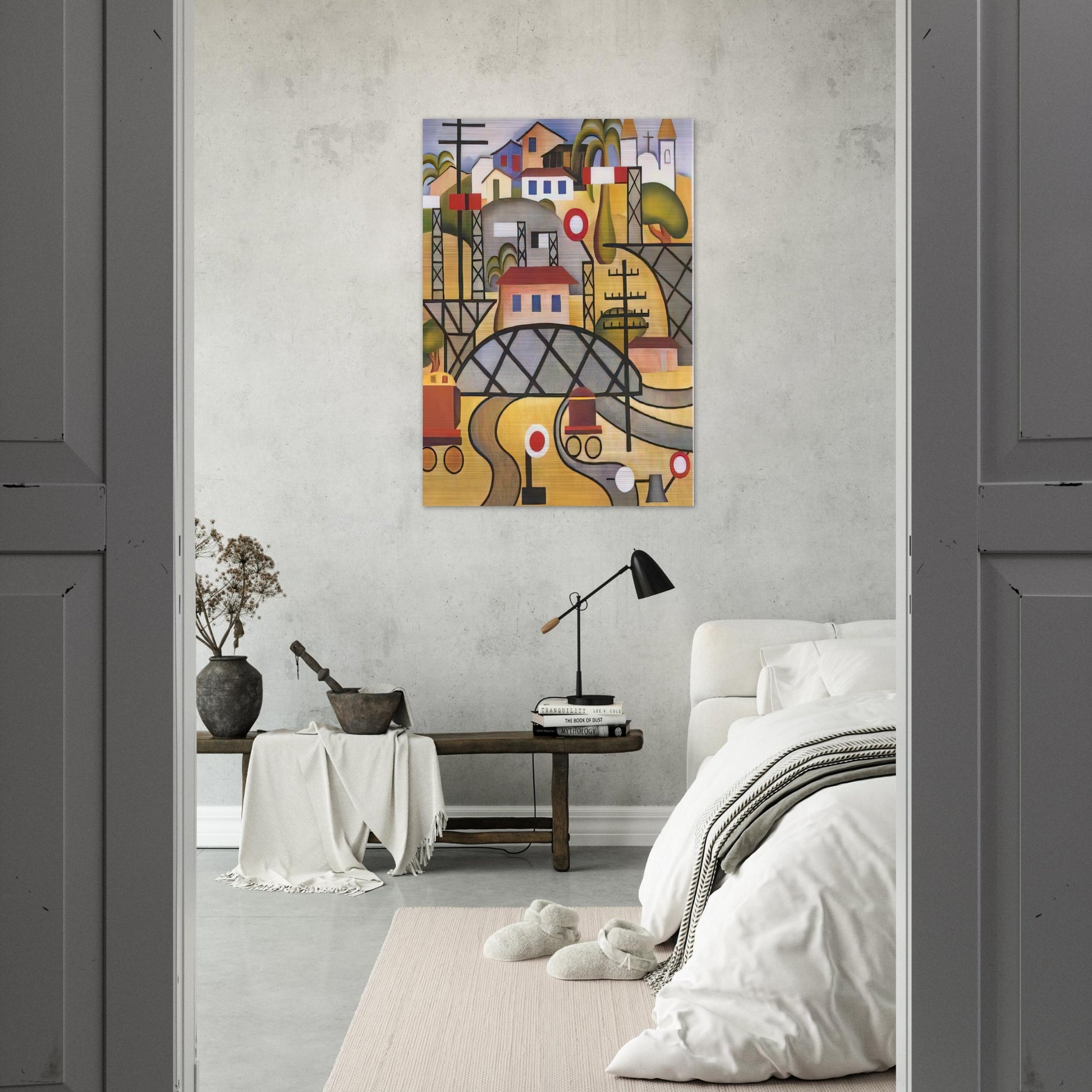 E.F.C.B. Estrada de Ferro Central do Brasil - Tarsila do Amaral Brushed Aluminum Print - 70x100 cm / 28x40 inches | Tarsila do Amaral Aluminum Print | Tarsila do Amaral Prints