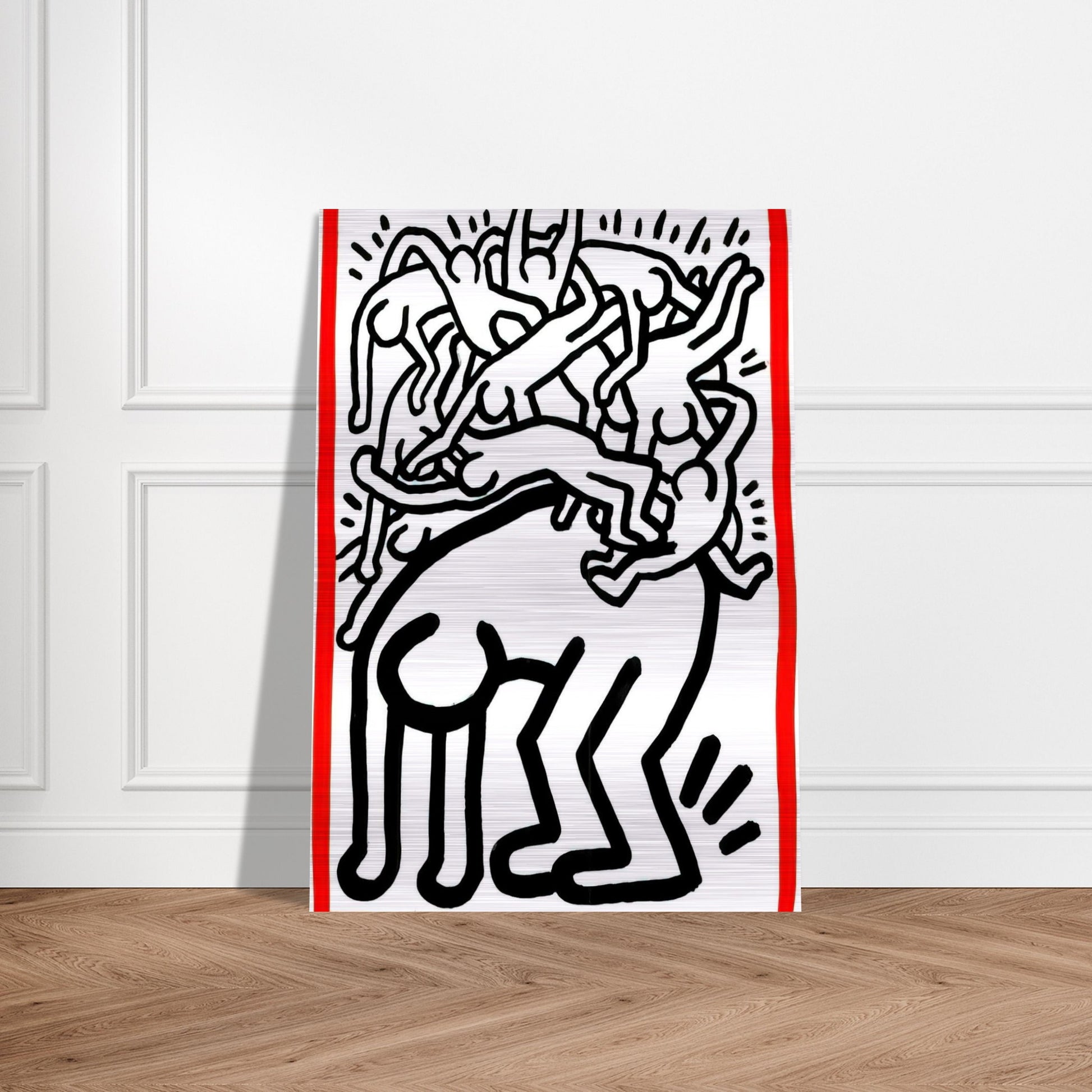 FIGHT AIDS WORLDWIDE 1990 - Keith Haring Brushed Aluminum Print - 70x100 cm / 28x40 inches | Keith Haring Aluminum Print | Keith Haring Prints