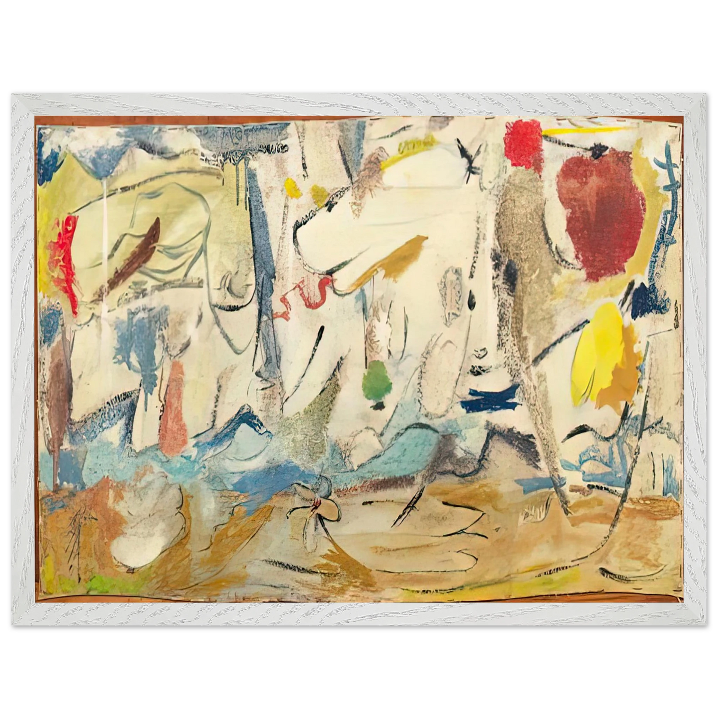 Helen Frankenthaler - Cloudscape, 1951- Wall Art - 21x29.7 cm / 8x12" - Premium Wooden Framed Poster With Fine Art Paper-canvas - Black frame