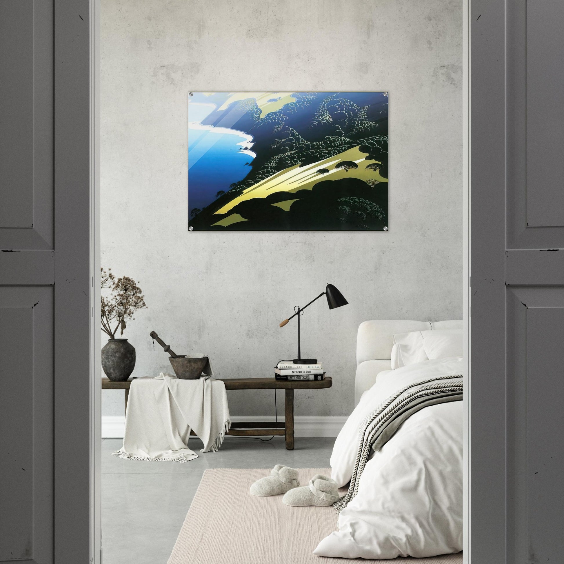 Seaside Pastures - Eyvind Earle Acrylic Print - 70x100 cm / 28x40″ inches