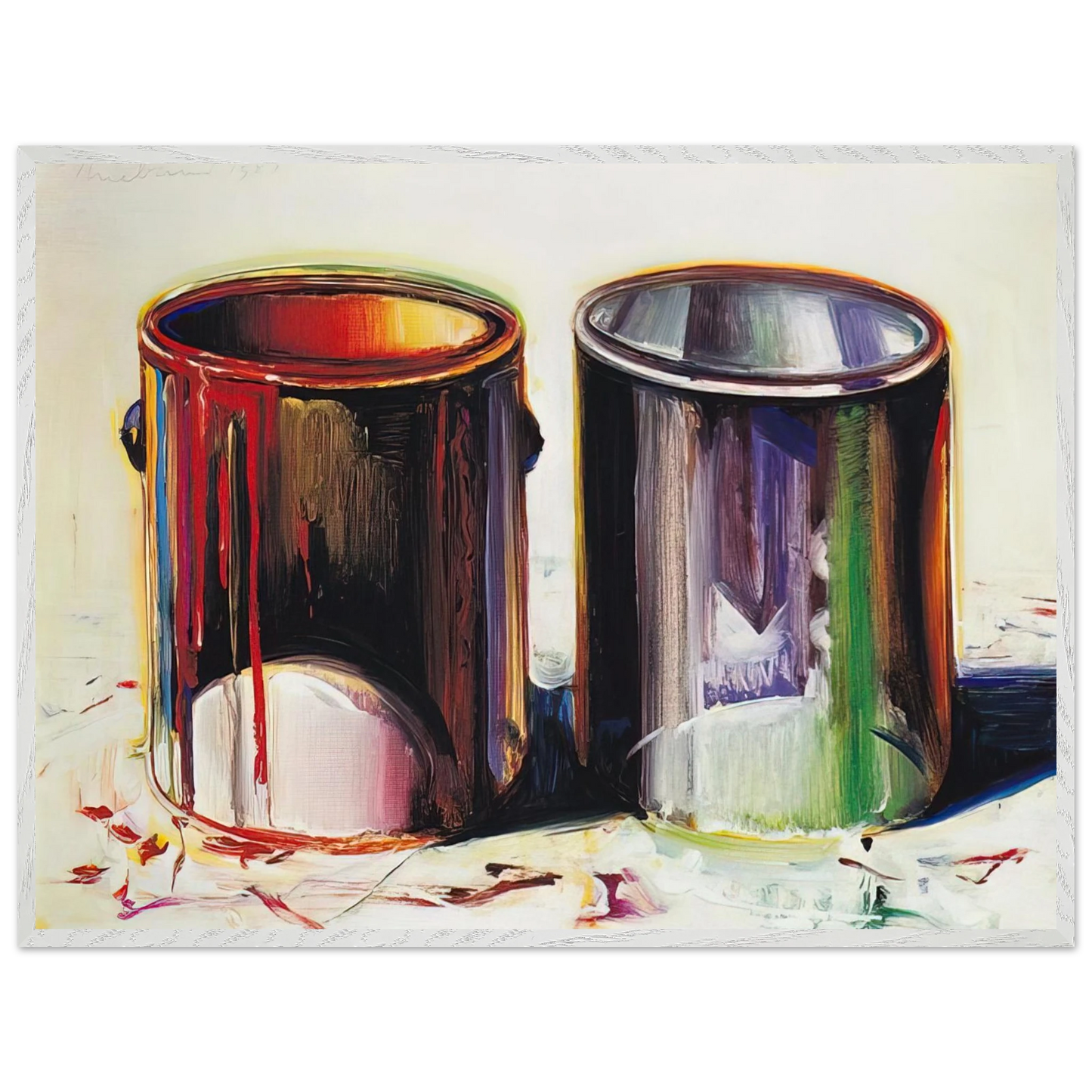 Wayne Thiebaud - Two Paint Cans - 1987 Wall Art - 60x80 cm / 24x32 inches - Premium Wooden Framed Poster With Fine Art Paper - Black frame