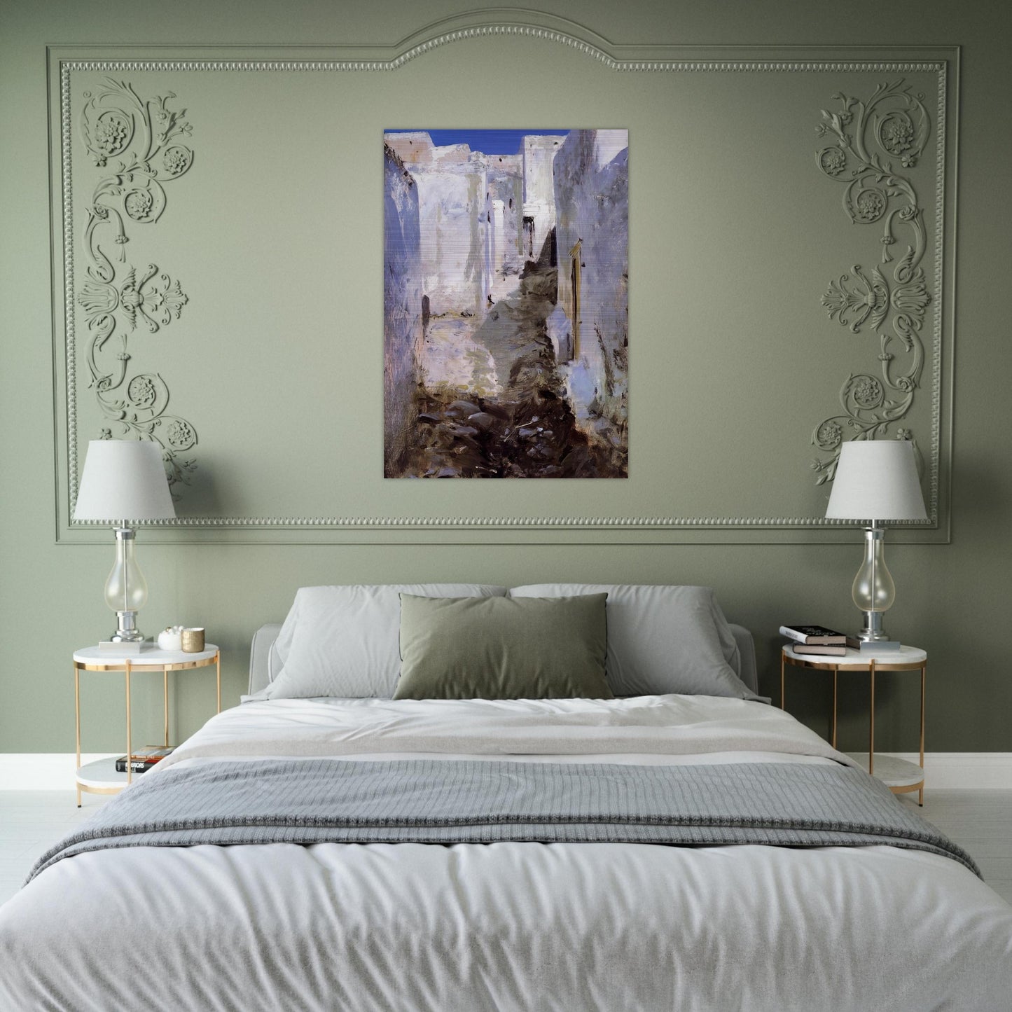 A Street in Algiers - John Singer Sargent Brushed Aluminum Print - 70x100 cm / 28x40 inches | John Singer Sargent Aluminum Print | John Singer Sargent Prints