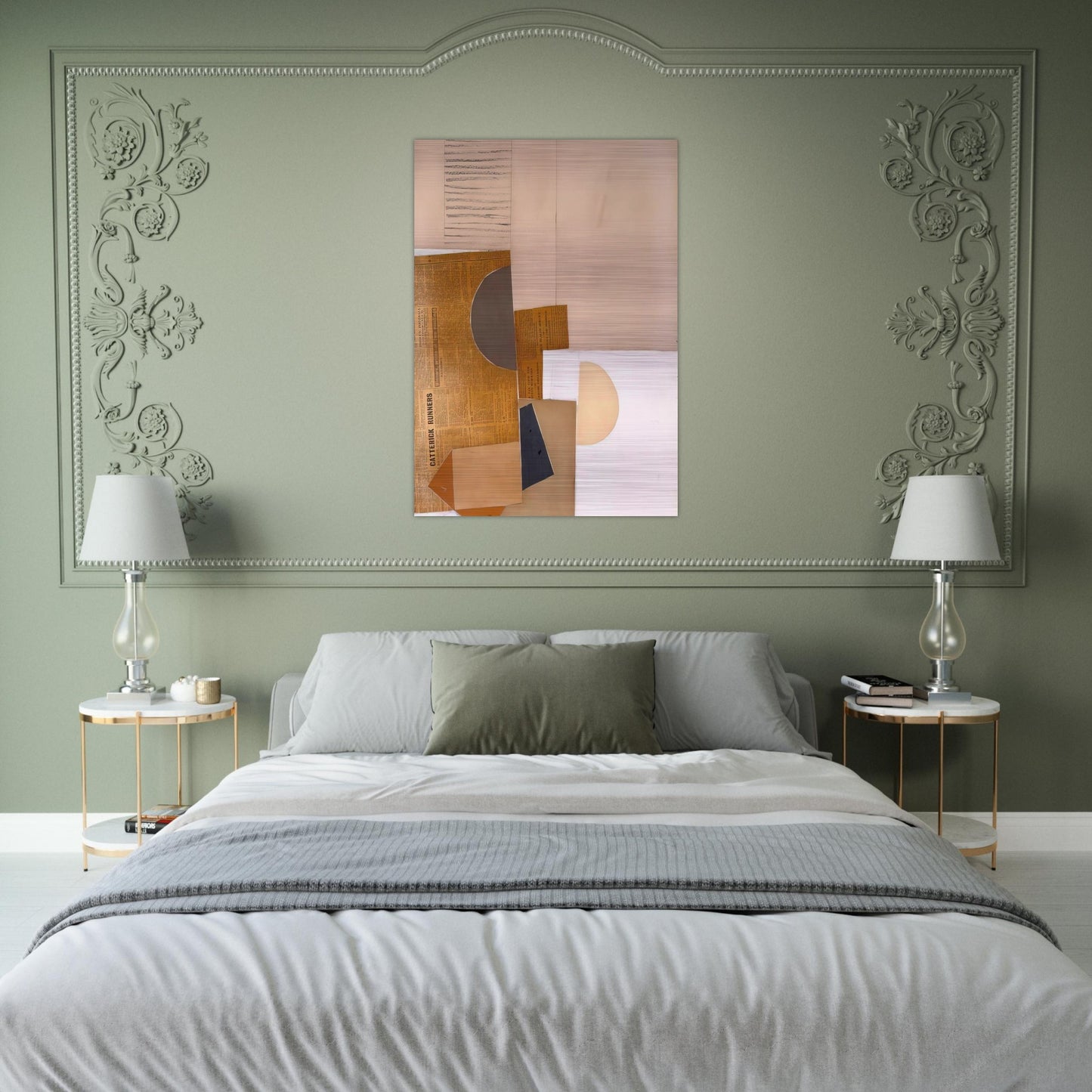 ABSTRACT IN WHITE GREY AND OCHRE 1949 - Victor Pasmore Brushed Aluminum Print - 70x100 cm / 28x40 inches | Victor Pasmore Aluminum Print | Victor Pasmore Prints