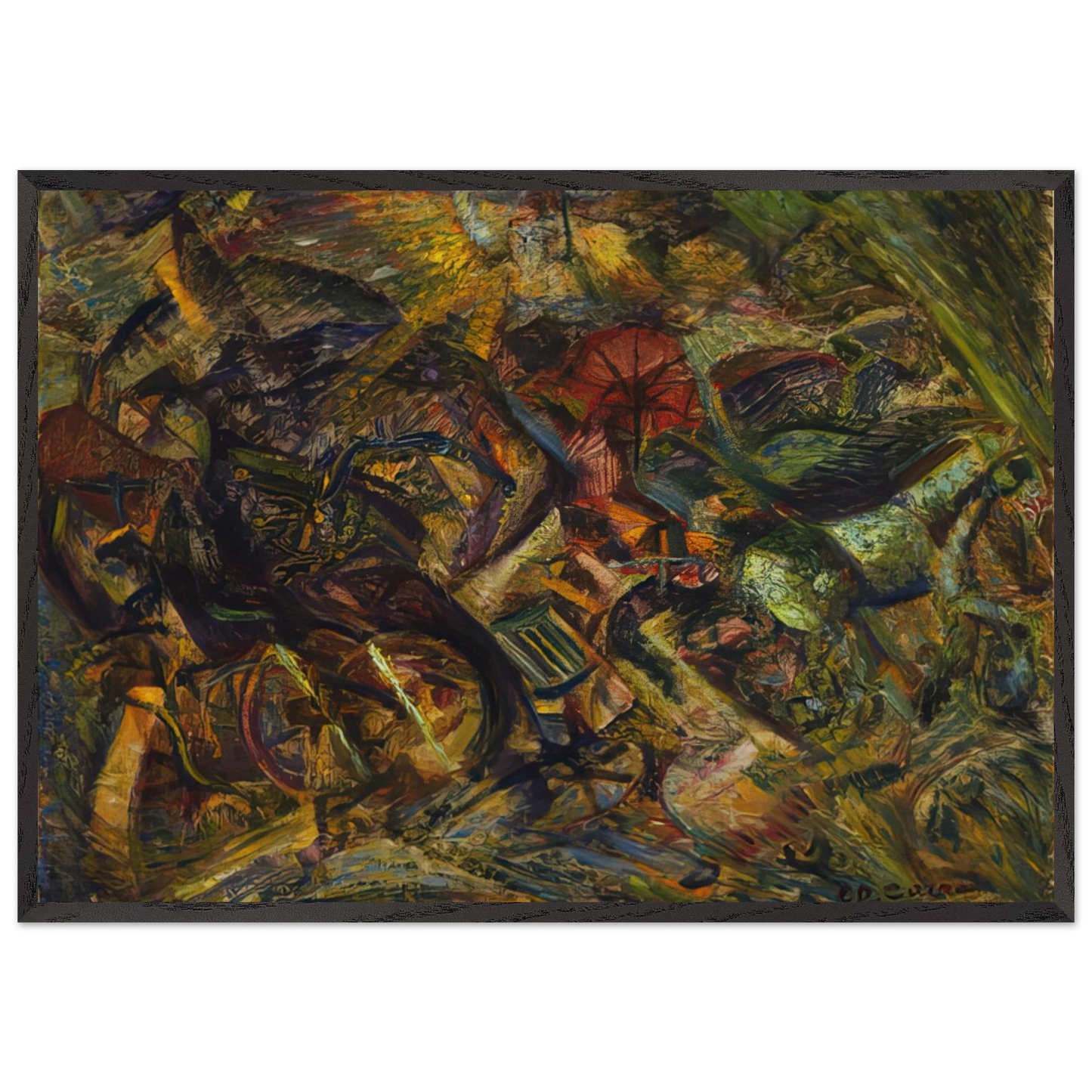 JOLTS OF A CAB 1911 - Carlo Carra 70x100 cm / 28x40 inches Framed Art Print – Black Wooden Frame