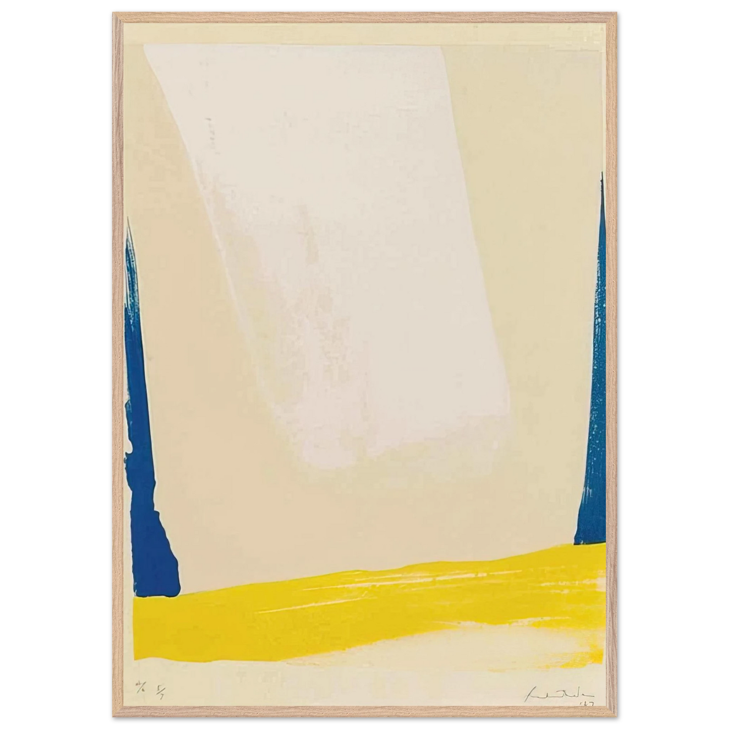 Helen Frankenthaler - White Portal - 1967 Wall art - 13x18 cm / 5x7 inches - Premium Wooden Framed Poster With Fine Art Paper-canvas - Black frame
