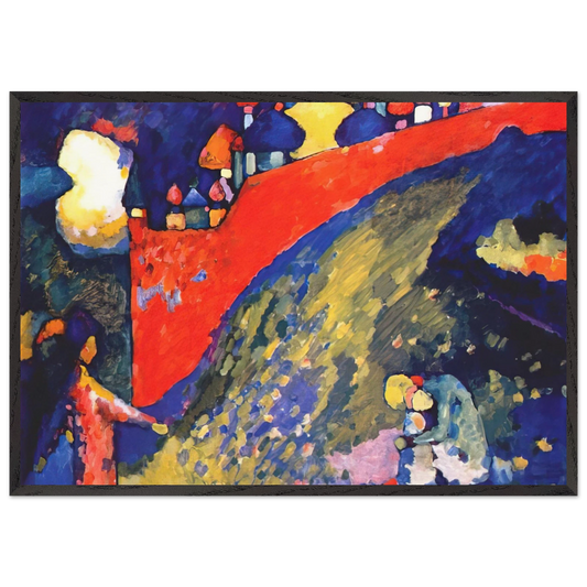 RED WALL DESTINY 1909 - Wassily Kandinsky 70x100 cm / 28x40 inches Framed Art Print – Black Wooden Frame