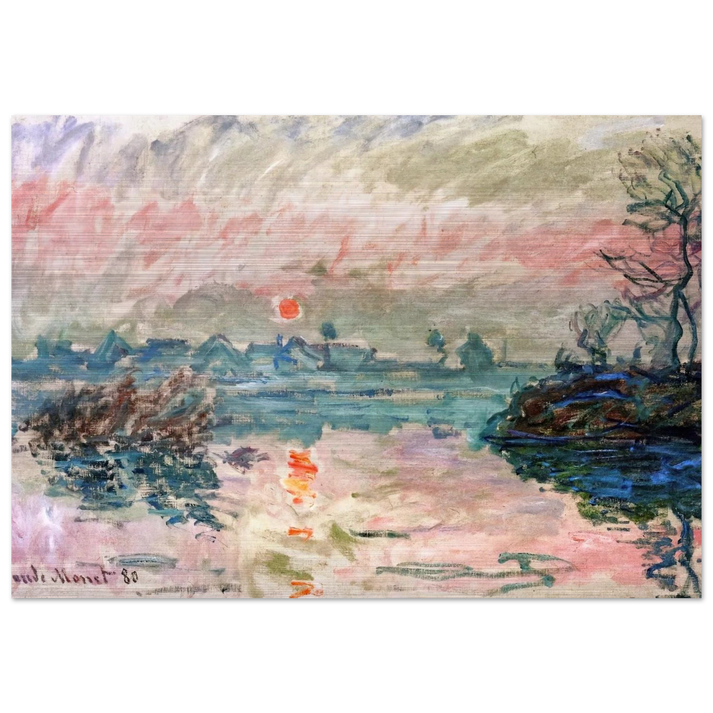 Sunset at Lavacourt - claude monet Brushed Aluminum Print - 70x100 cm / 28x40 inches | claude monet Aluminum Print | claude monet Prints