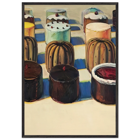 Various Cakes - 1981 - Wayne Thiebaud 70x100 cm / 28x40 inches Framed Art Print – Black Wooden Frame