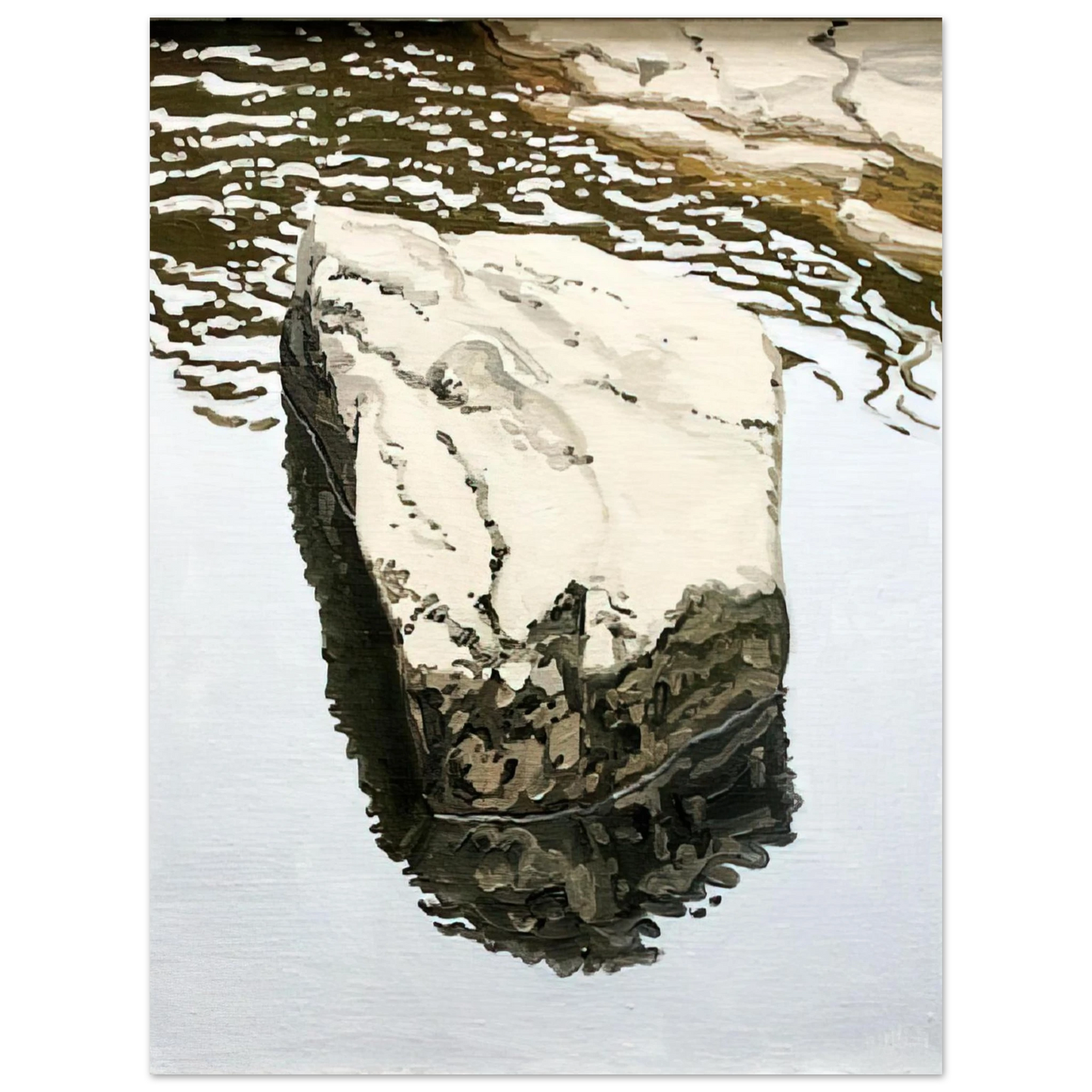 Neil Welliver - Study for Flat Boulder Reflected - 1986  75x100 cm / 30x40inches Fine Art Poster