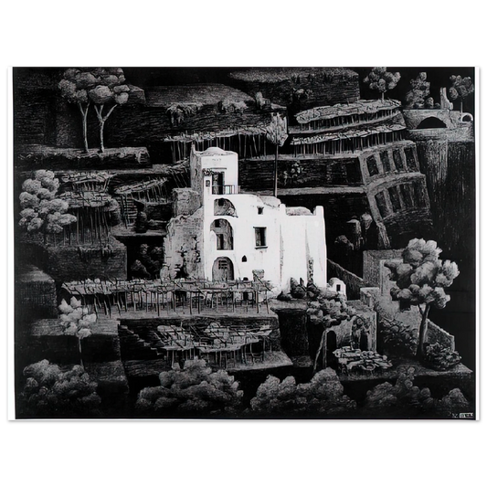 MC Escher - FARMHOUSE RAVELLO Wall Art - 21x29.7 cm / 8x12" - Fine Art Poster - -