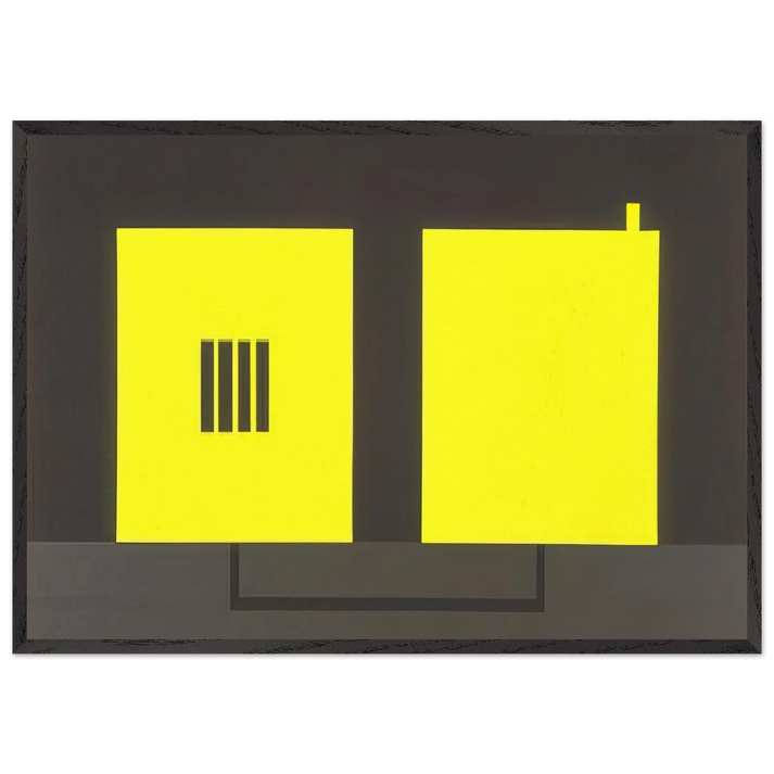 Prison  Cell with Smokestack  Conduit - 1985 - Peter Halley 70x100 cm / 28x40 inches Framed Art Print – Black Wooden Frame