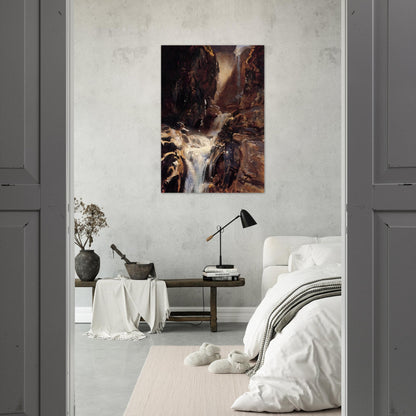 A Waterfall - John Singer Sargent Brushed Aluminum Print - 70x100 cm / 28x40 inches | John Singer Sargent Aluminum Print | John Singer Sargent Prints