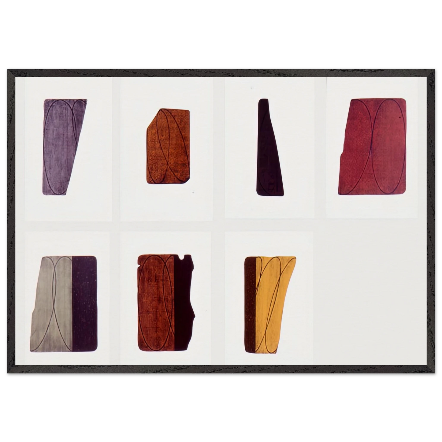 FRAGMENTS I VII 1998 - Robert Mangold 70x100 cm / 28x40 inches Framed Art Print – Black Wooden Frame