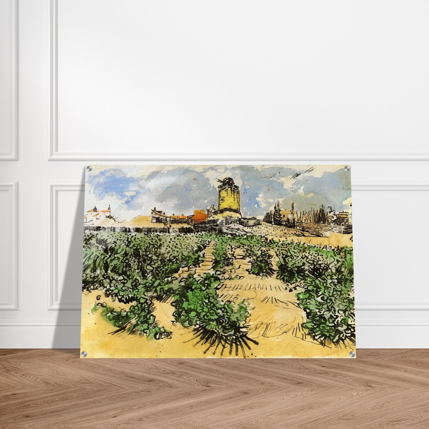 The Mill of Alphonse Daudet at Fontevieille - Vincent van Gogh Acrylic Print - 70x100 cm / 28x40″ inches | Vincent van Gogh Wall Art | Vincent van Gogh Prints