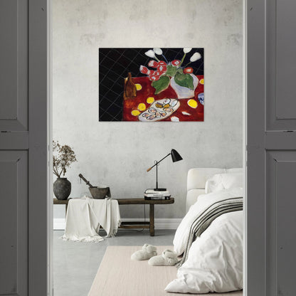 TULIPS AND OYSTERS ON A BLACK BACKGROUND 1943 - Henri Matisse Brushed Aluminum Print - 70x100 cm / 28x40 inches | Henri Matisse Aluminum Print | Henri Matisse Prints