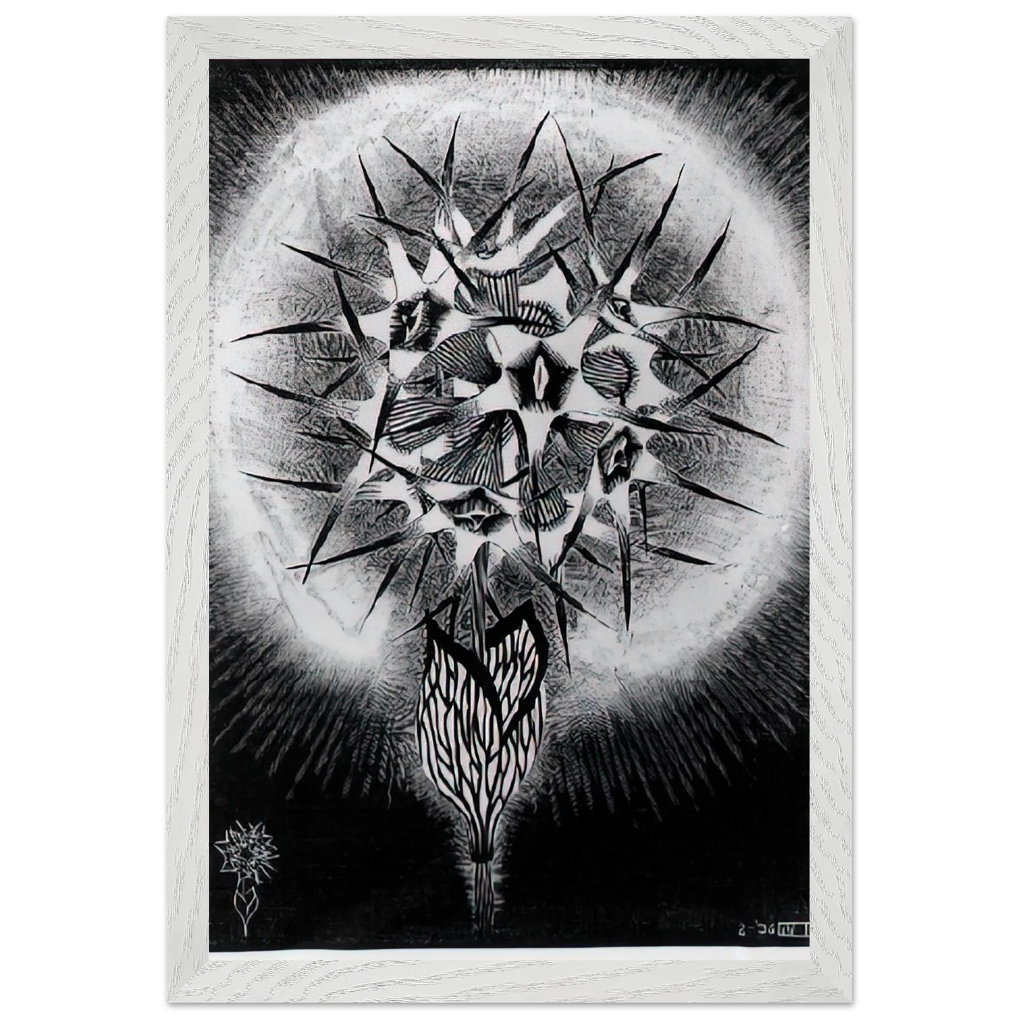 MC Escher - PRICKLY FLOWER Wall Art - 30x40 cm / 12x16 inches - Premium Wooden Framed Poster With Fine Art Paper - Wood frame