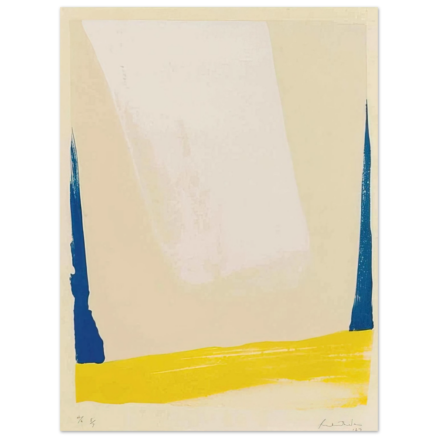 Helen Frankenthaler - White Portal - 1967 Wall art - 15x20 cm / 6x8 inches - Premium Wooden Framed Poster With Fine Art Paper-canvas - Black frame